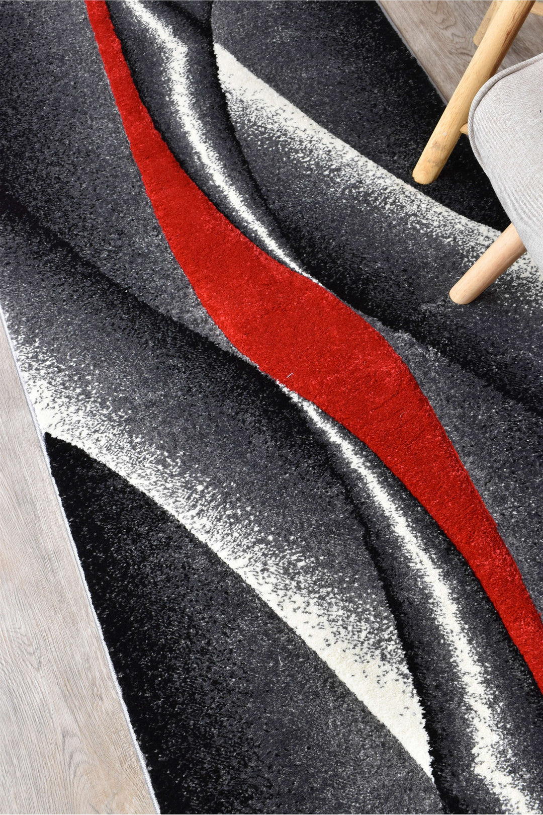 Novas Grey Red Rug - Turkish-inspired modern rug from Treasures of Turkey