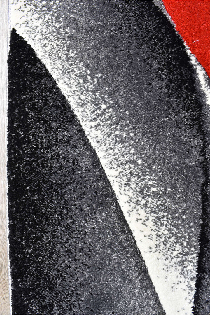 Novas Grey Red Runner - Turkish-inspired hallway runner rug from Treasures of Turkey
