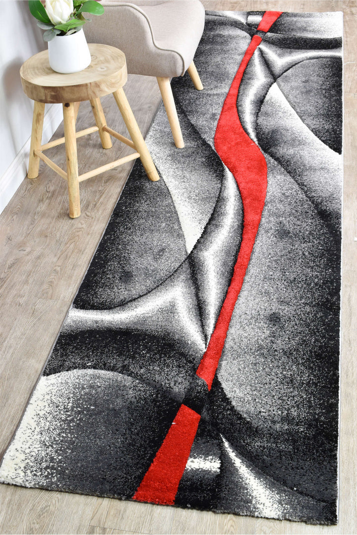 Novas Grey Red Rug - Turkish-inspired modern rug from Treasures of Turkey