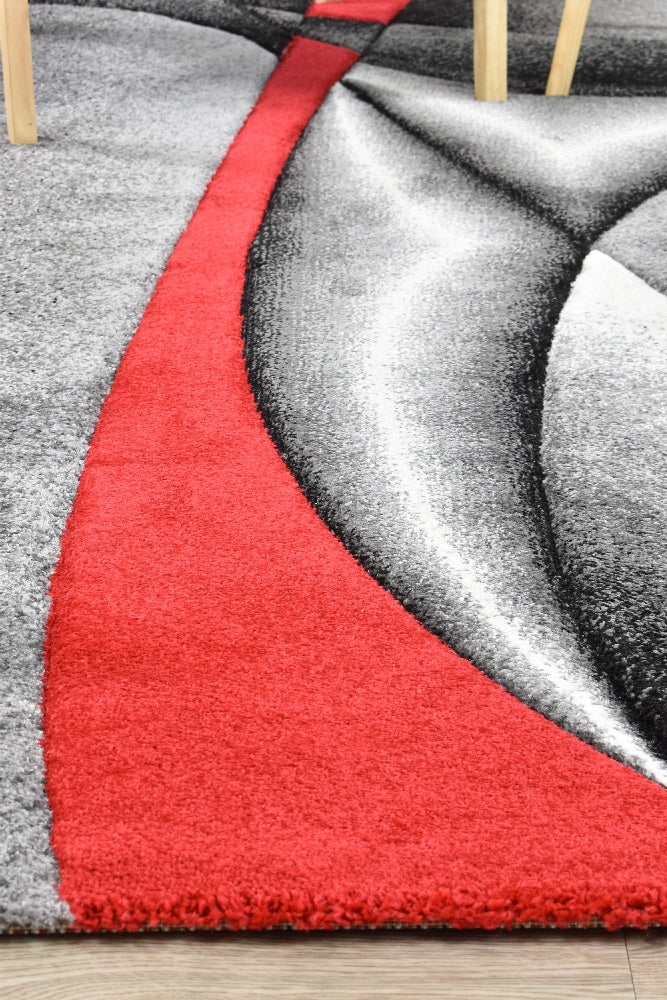 Novas Grey Red Rug - Turkish-inspired modern rug from Treasures of Turkey