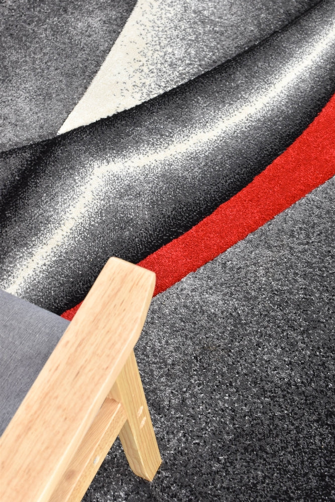 Novas Grey Red Rug - Turkish-inspired modern rug from Treasures of Turkey
