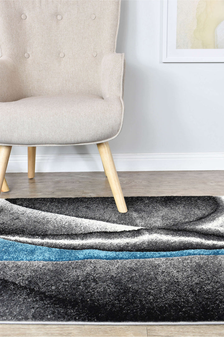 Novas Grey Turquoise Rug - Turkish-inspired modern rug from Treasures of Turkey