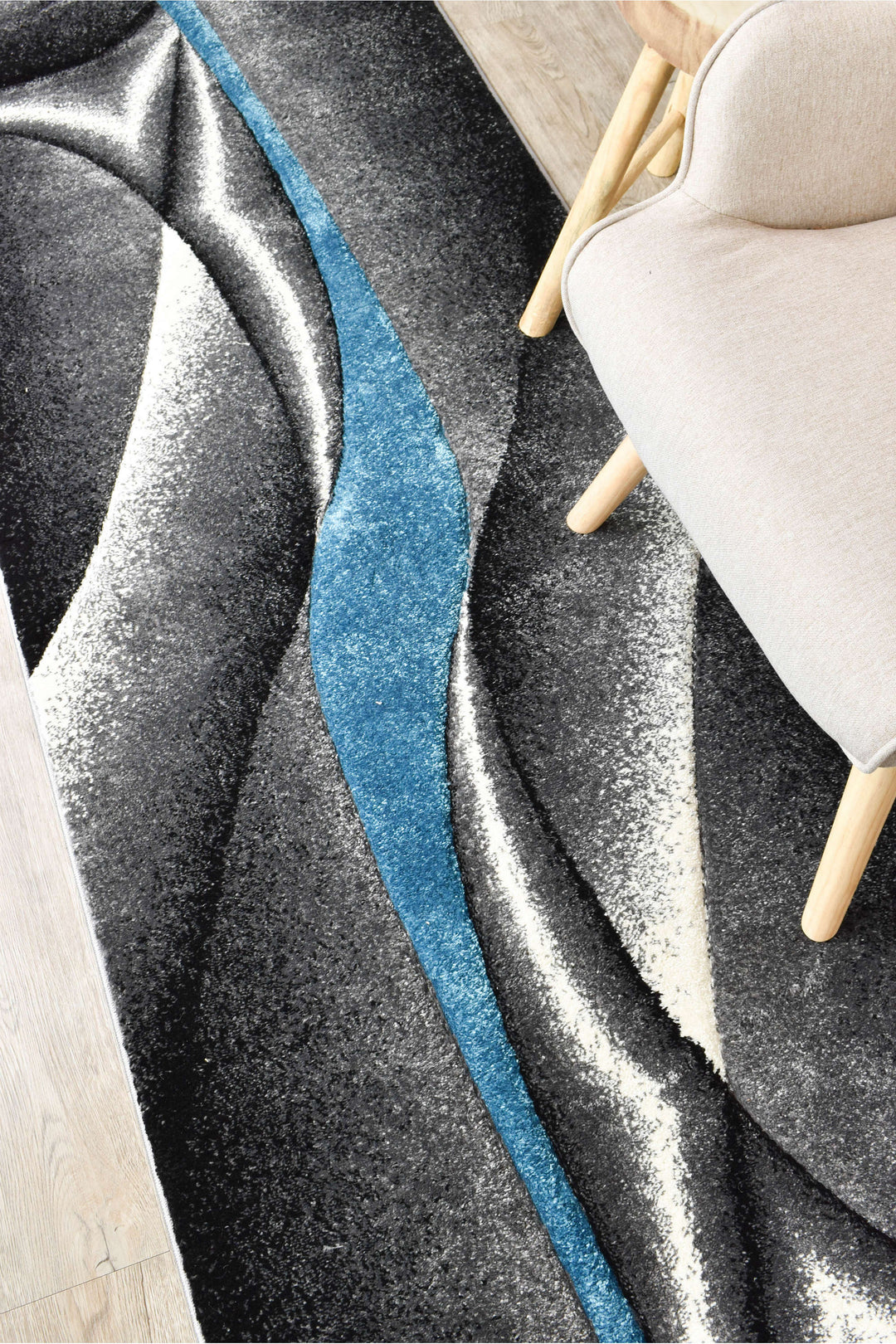 Novas Grey Turquoise Rug - Turkish-inspired modern rug from Treasures of Turkey