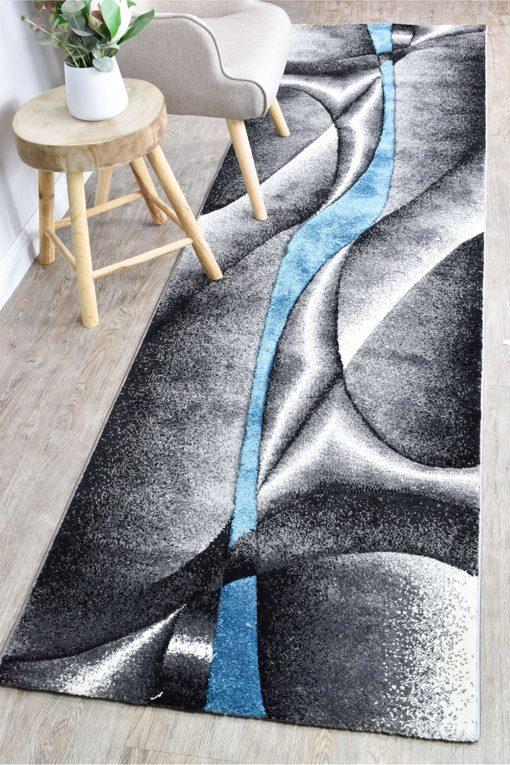 Novas Grey Turquoise Rug - Turkish-inspired modern rug from Treasures of Turkey