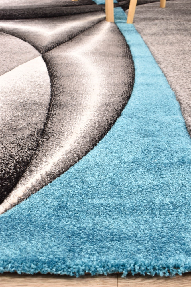 Novas Grey Turquoise Rug - Turkish-inspired modern rug from Treasures of Turkey