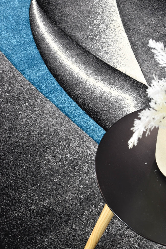 Novas Grey Turquoise Rug - Turkish-inspired modern rug from Treasures of Turkey