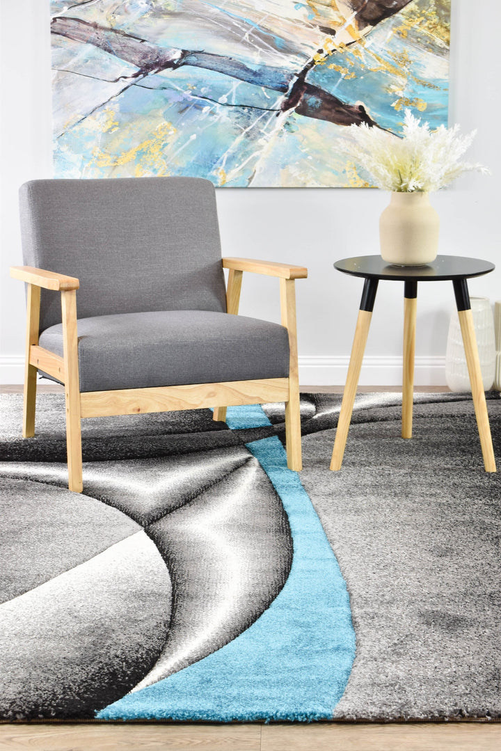 Novas Grey Turquoise Rug - Turkish-inspired modern rug from Treasures of Turkey