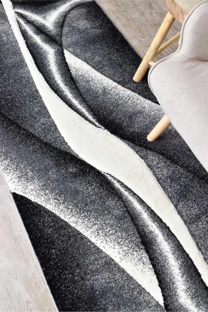 Novas Light Grey Dark Grey Runner - Turkish-inspired hallway runner rug from Treasures of Turkey