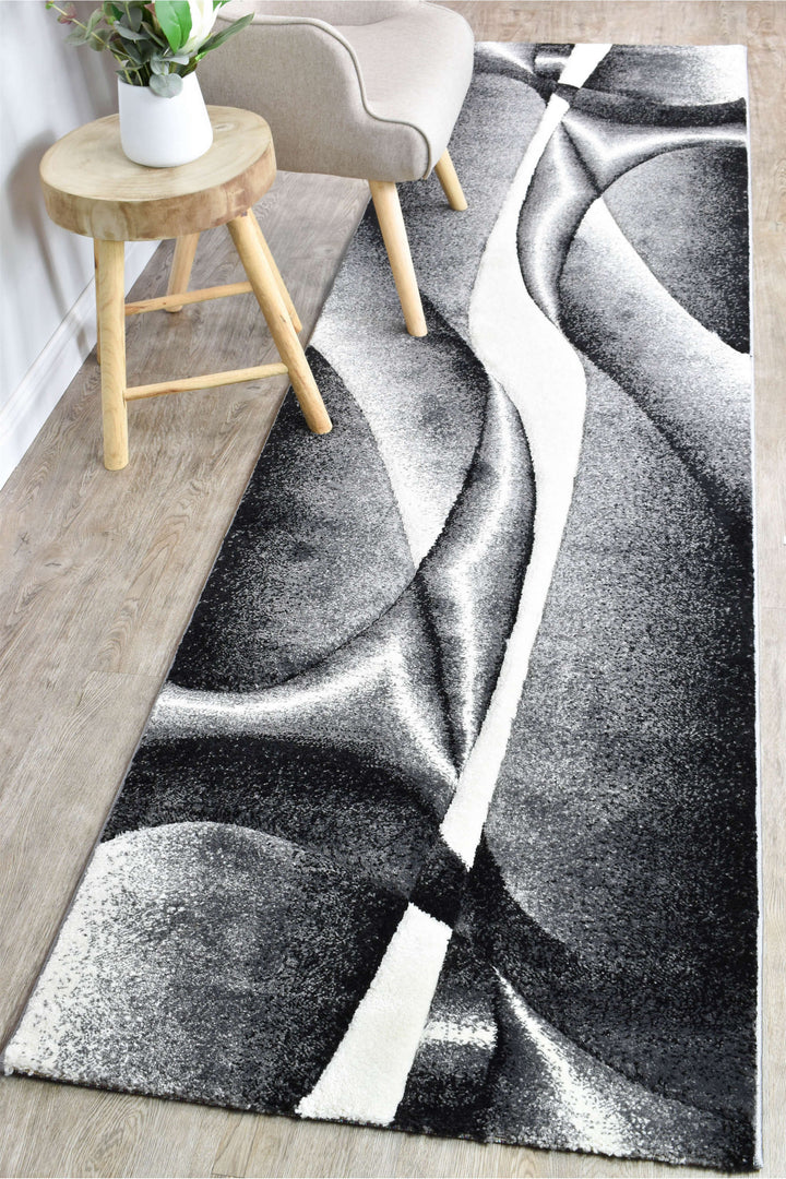 Novas Light Grey Dark Grey Runner - Turkish-inspired hallway runner rug from Treasures of Turkey