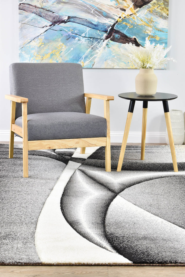 Novas Light Grey Dark Grey Rug - Turkish-inspired modern rug from Treasures of Turkey