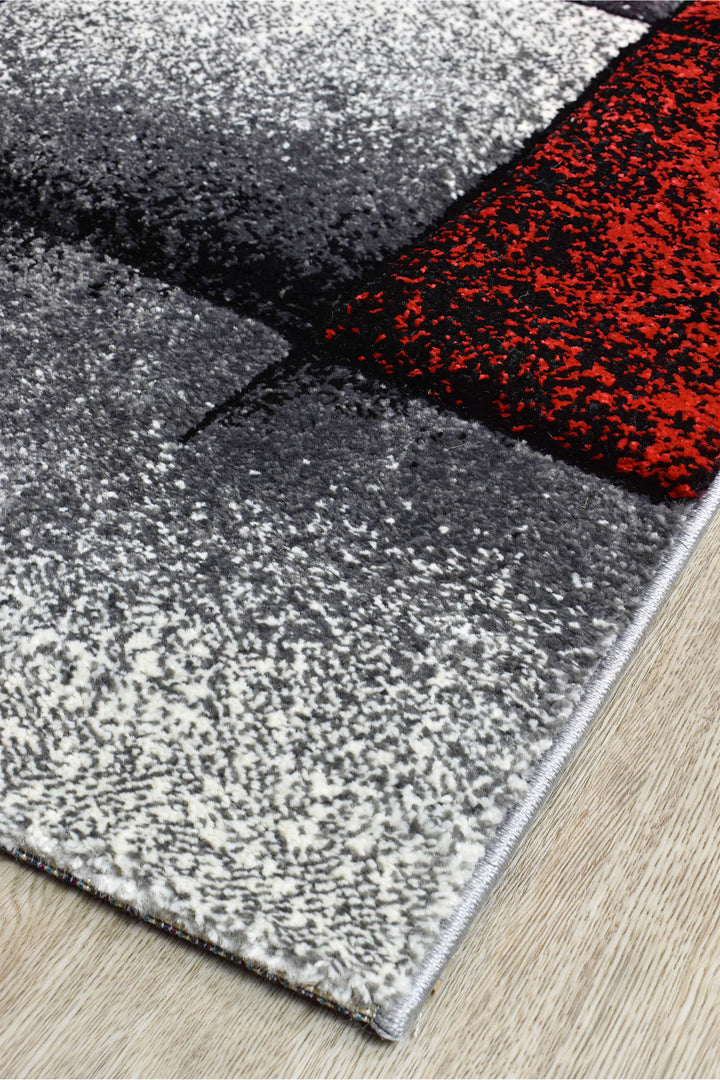Novas Grey Red Rug - Turkish-inspired modern rug from Treasures of Turkey