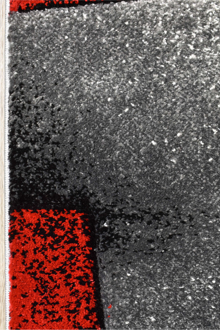 Novas Grey Red Rug - Turkish-inspired modern rug from Treasures of Turkey