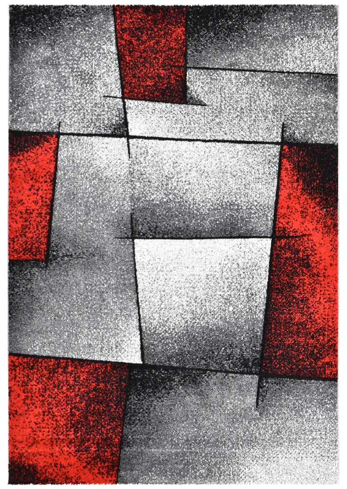 Novas Grey Red Rug - Turkish-inspired modern rug from Treasures of Turkey