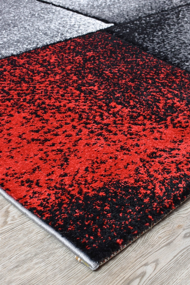 Novas Grey Red Rug - Turkish-inspired modern rug from Treasures of Turkey