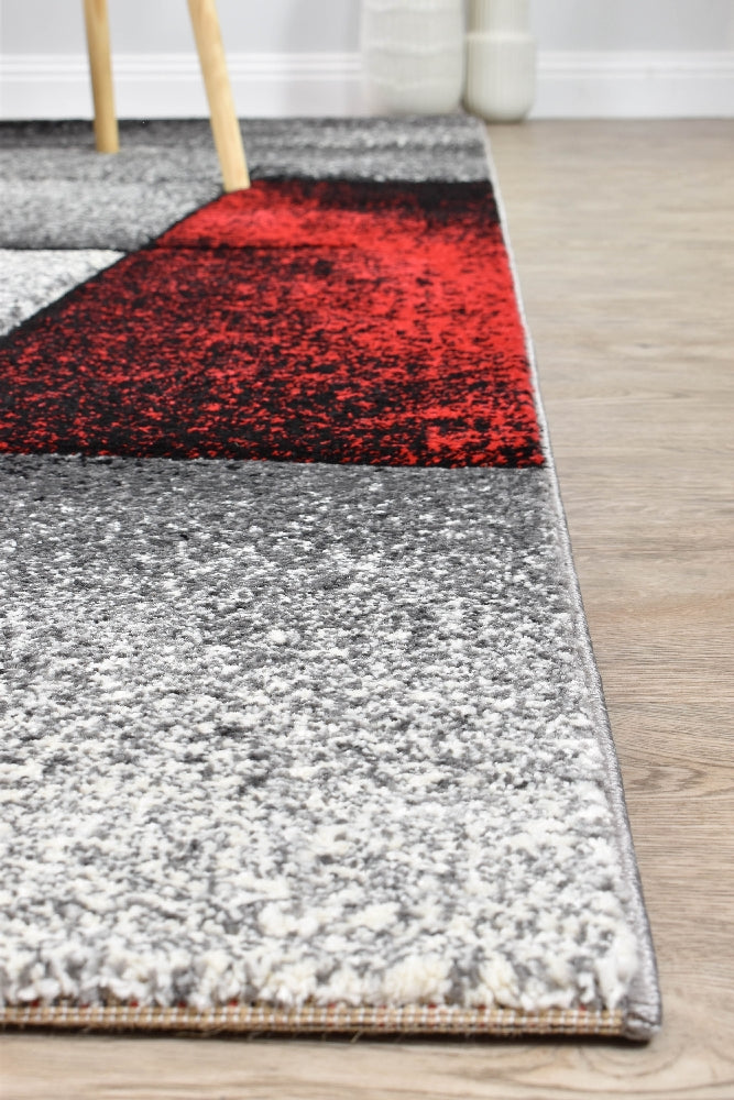 Novas Grey Red Rug - Turkish-inspired modern rug from Treasures of Turkey