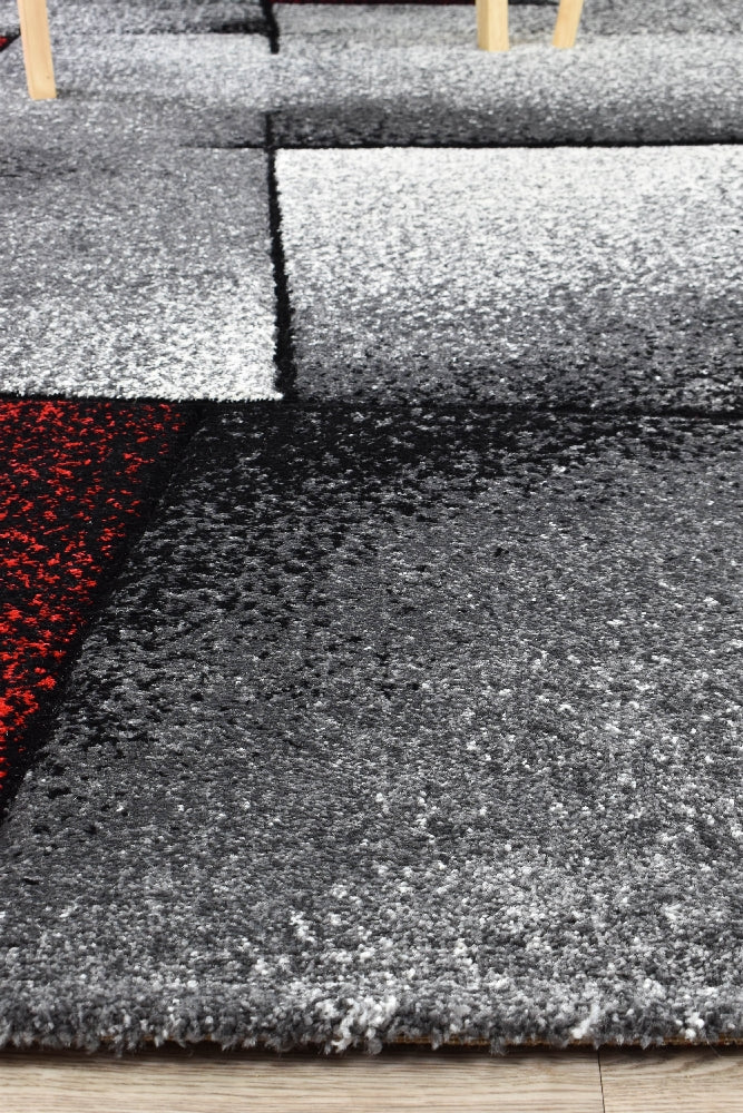 Novas Grey Red Rug - Turkish-inspired modern rug from Treasures of Turkey