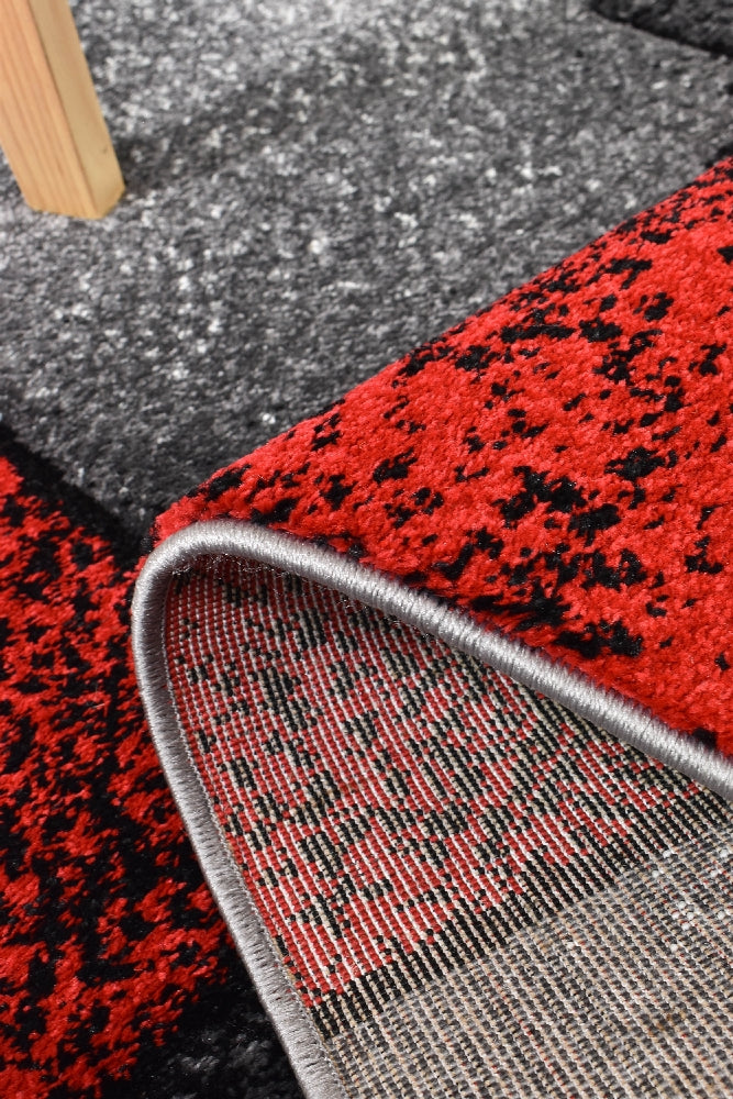Novas Grey Red Rug - Turkish-inspired modern rug from Treasures of Turkey