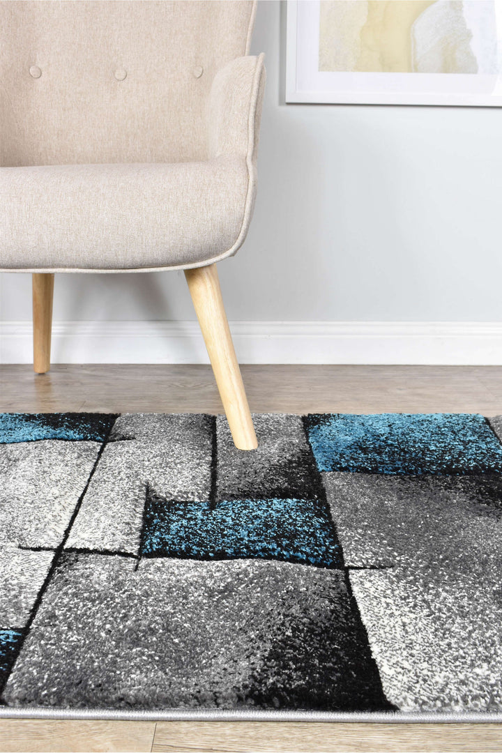 Novas Grey Turquoise Rug - Turkish-inspired modern rug from Treasures of Turkey