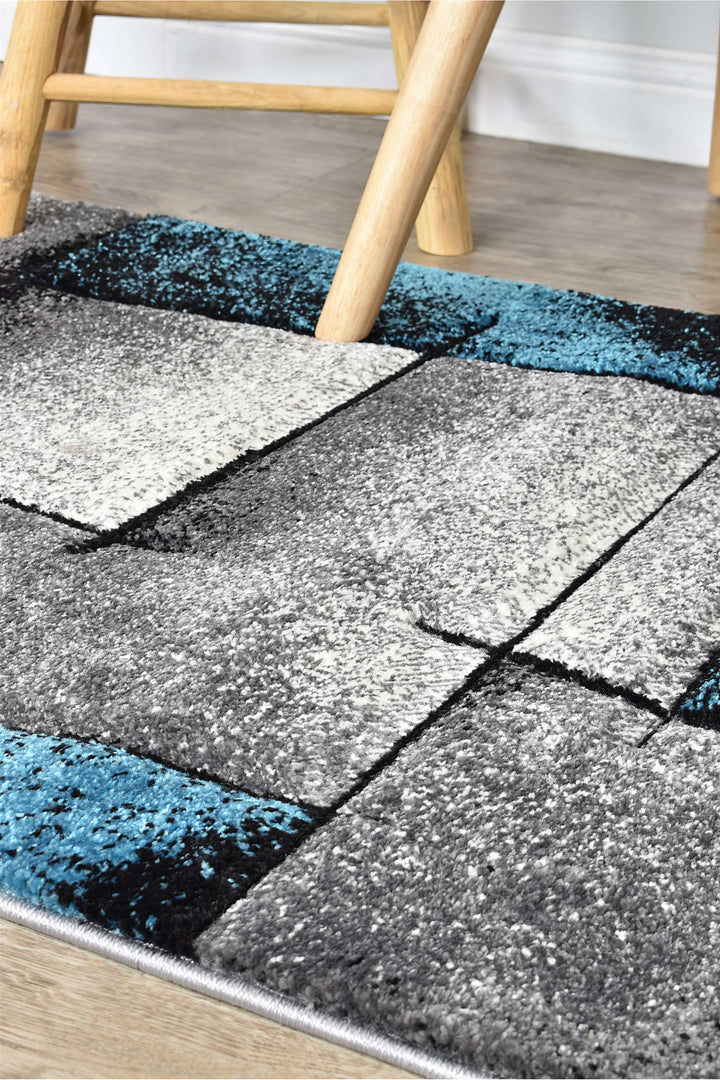 Novas Grey Turquoise Rug - Turkish-inspired modern rug from Treasures of Turkey