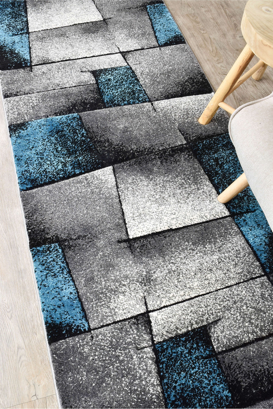 Novas Grey Turquoise Rug - Turkish-inspired modern rug from Treasures of Turkey