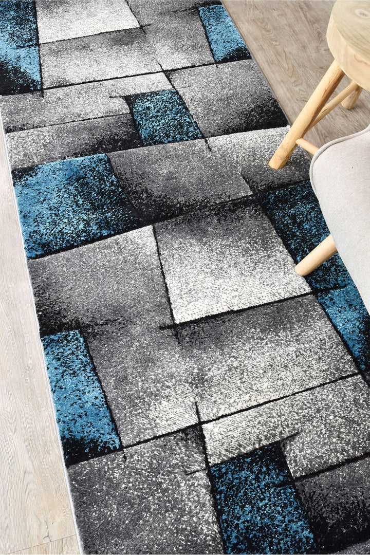 Novas Grey Turquoise Rug - Turkish-inspired modern rug from Treasures of Turkey