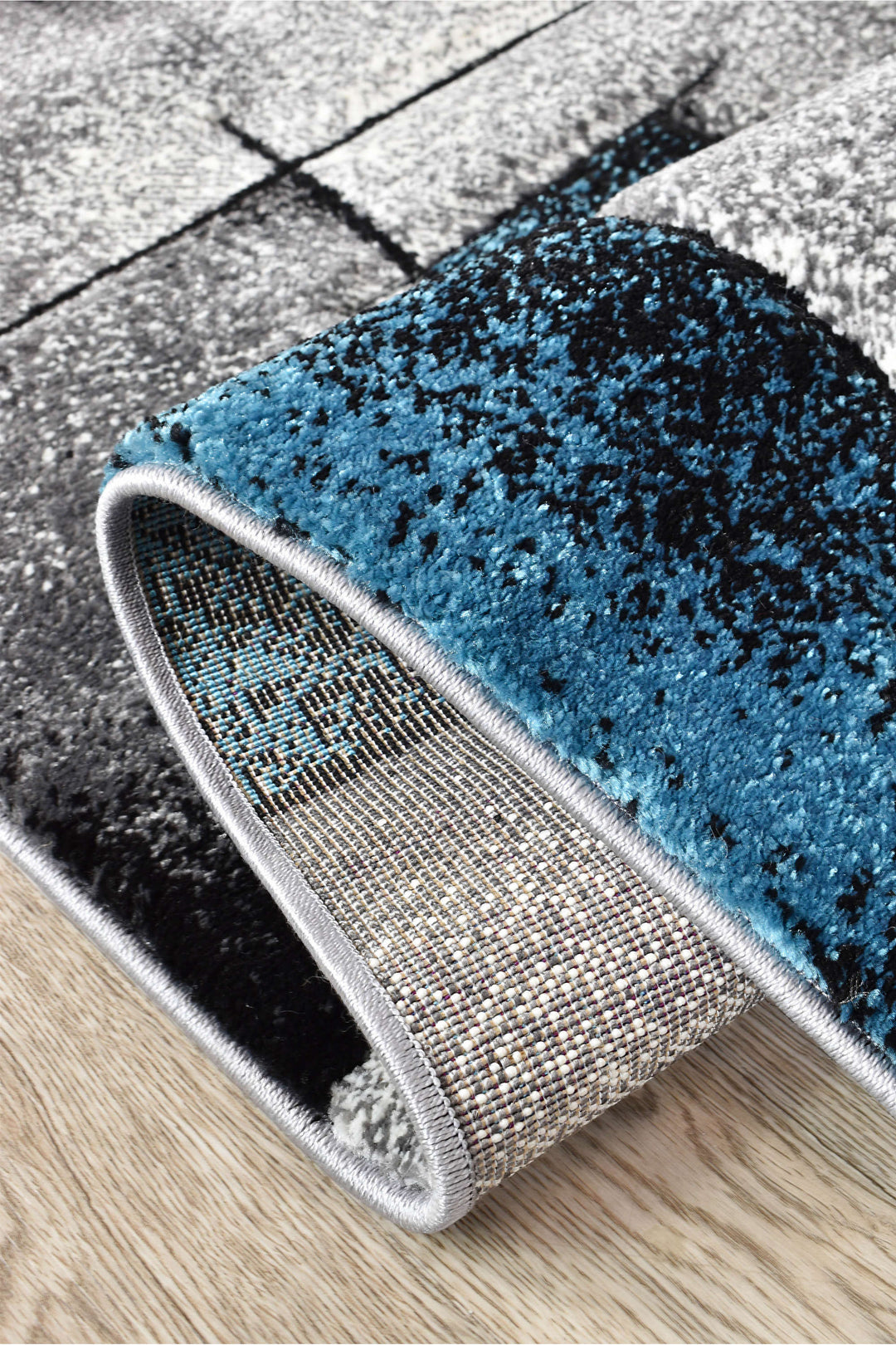 Novas Grey Turquoise Rug - Turkish-inspired modern rug from Treasures of Turkey