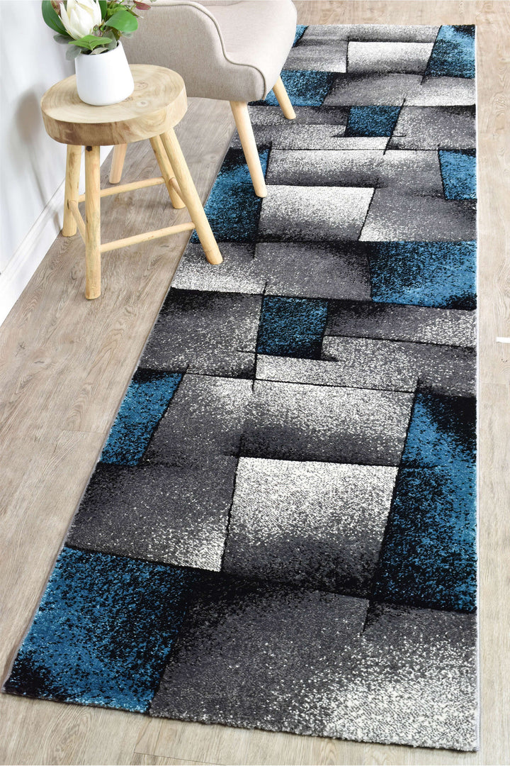 Novas Grey Turquoise Rug - Turkish-inspired modern rug from Treasures of Turkey