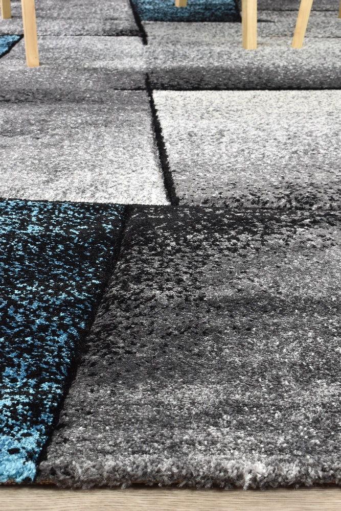 Novas Grey Turquoise Rug - Turkish-inspired modern rug from Treasures of Turkey