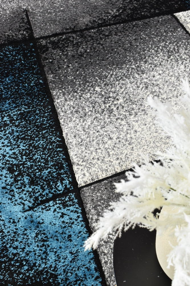 Novas Grey Turquoise Rug - Turkish-inspired modern rug from Treasures of Turkey