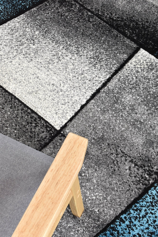 Novas Grey Turquoise Rug - Turkish-inspired modern rug from Treasures of Turkey