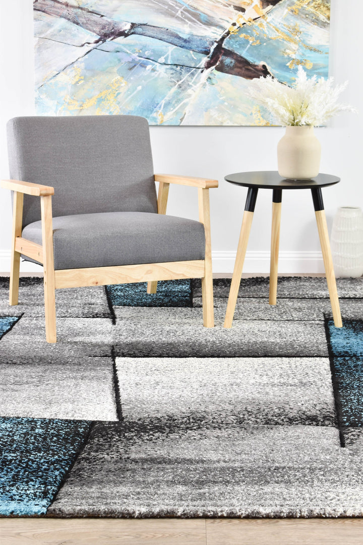 Novas Grey Turquoise Rug - Turkish-inspired modern rug from Treasures of Turkey