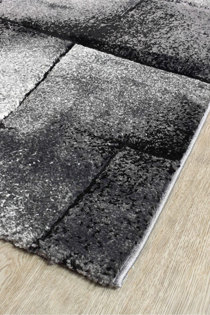 Novas Light Grey Dark Grey Rug - Turkish-inspired modern rug from Treasures of Turkey