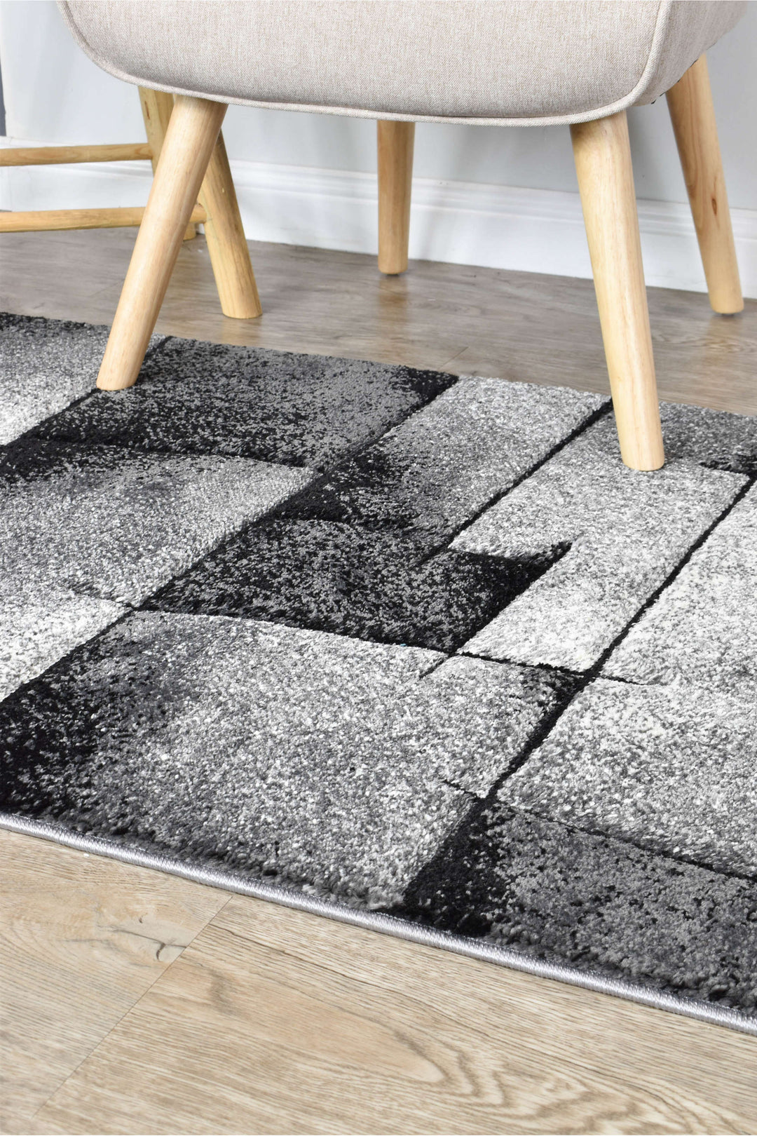 Novas Light Grey Dark Grey Rug - Turkish-inspired modern rug from Treasures of Turkey