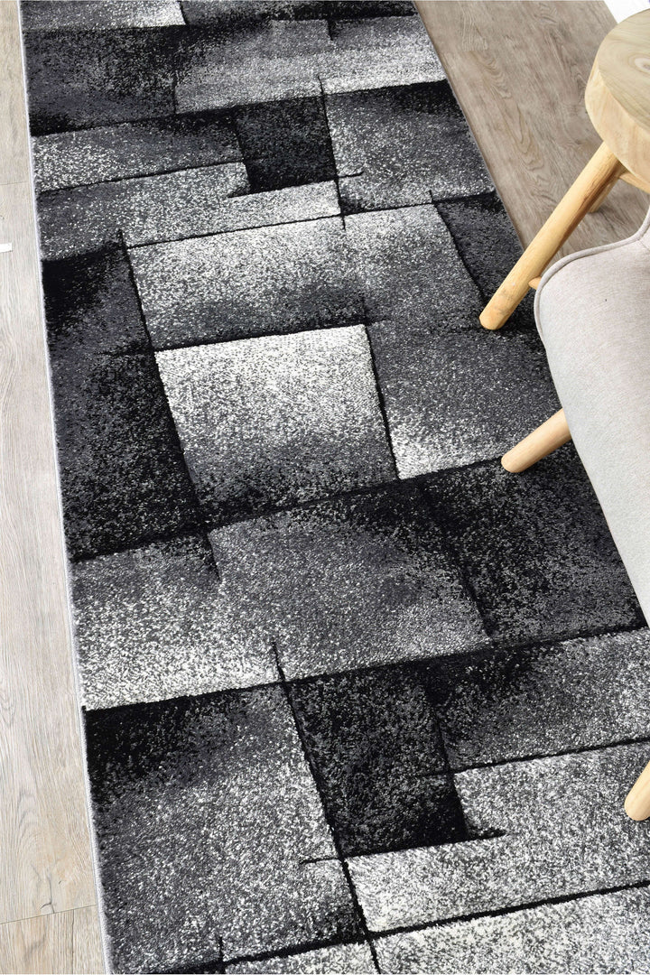 Novas Light Grey Dark Grey Rug - Turkish-inspired modern rug from Treasures of Turkey