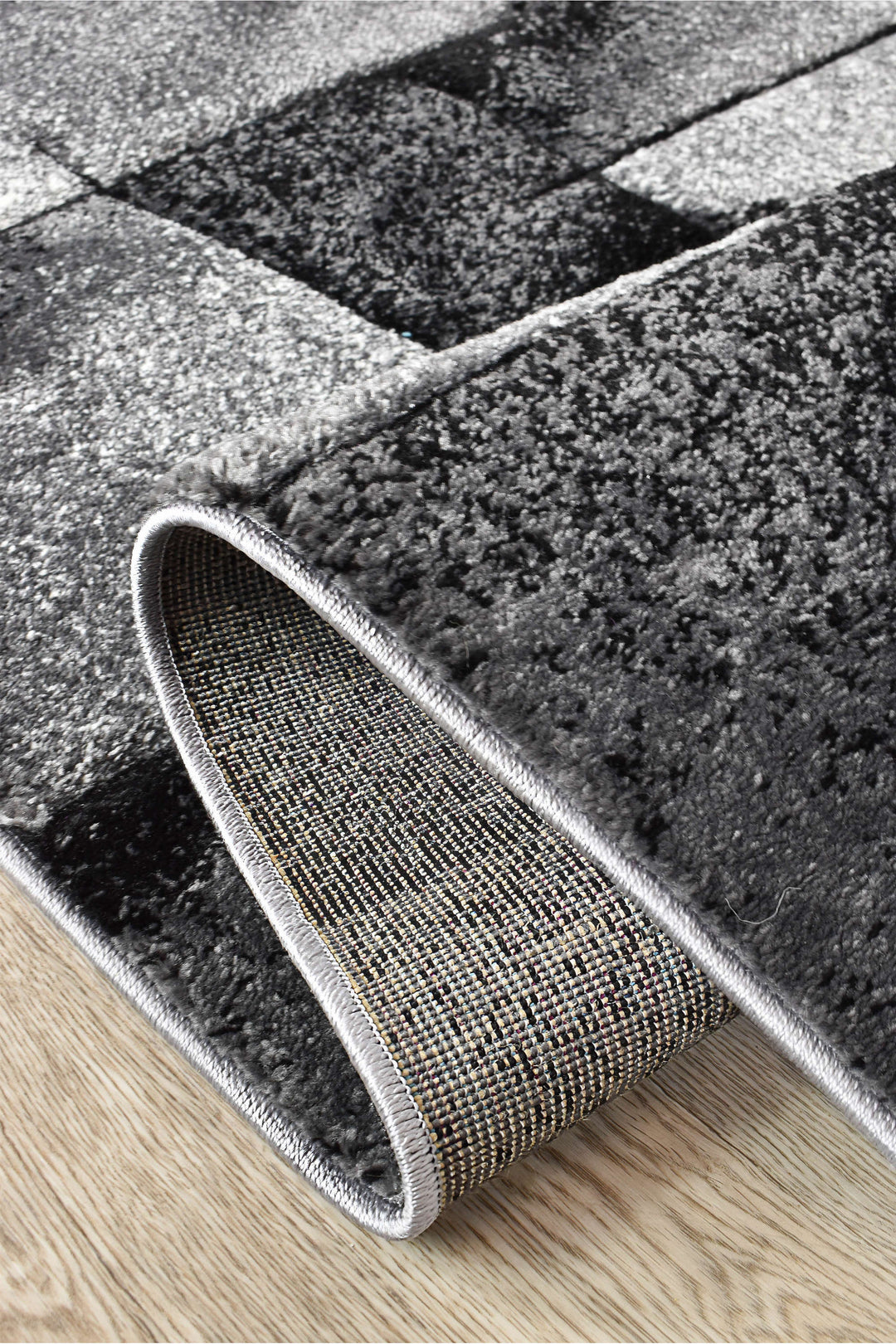 Novas Light Grey Dark Grey Rug - Turkish-inspired modern rug from Treasures of Turkey