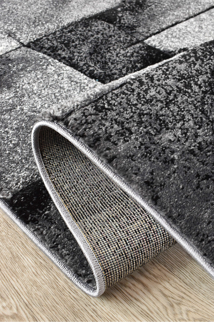 Novas Light Grey Dark Grey Rug - Turkish-inspired modern rug from Treasures of Turkey