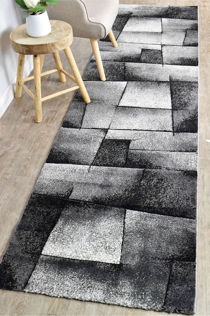 Novas Light Grey Dark Grey Rug - Turkish-inspired modern rug from Treasures of Turkey