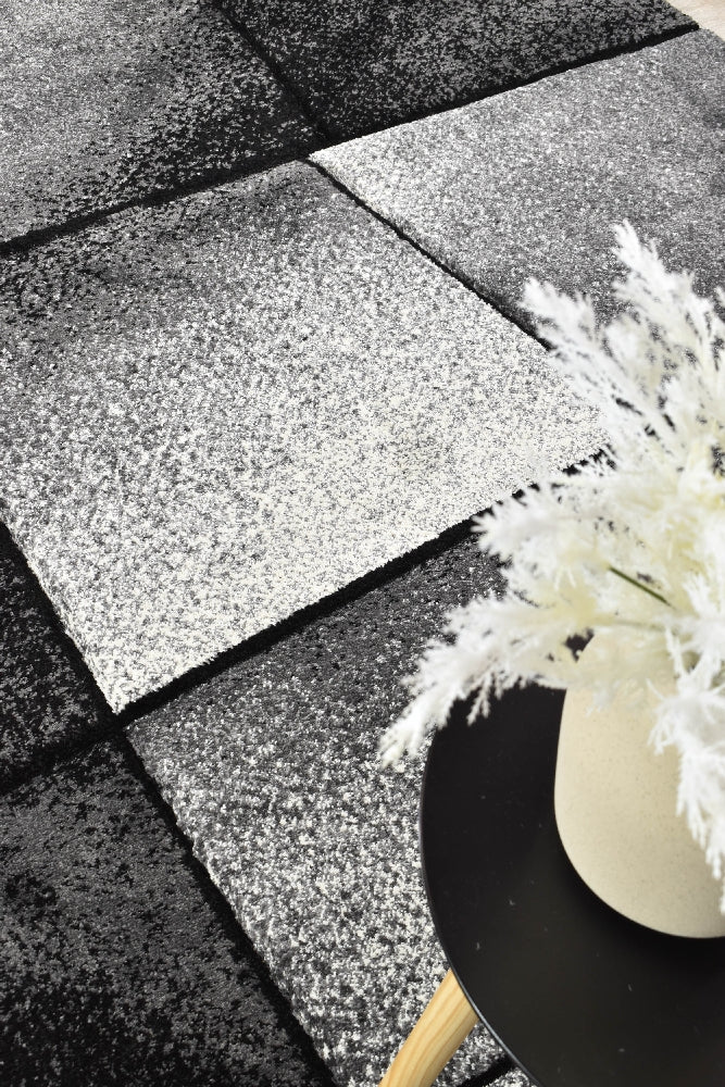 Novas Light Grey Dark Grey Rug - Turkish-inspired modern rug from Treasures of Turkey