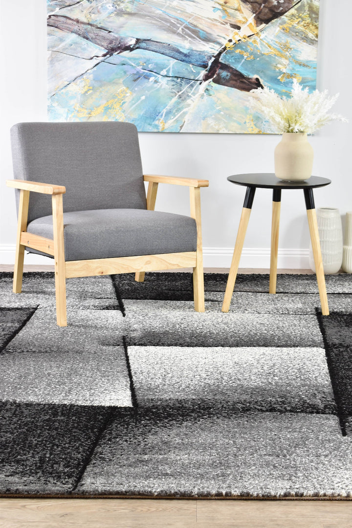 Novas Light Grey Dark Grey Rug - Turkish-inspired modern rug from Treasures of Turkey
