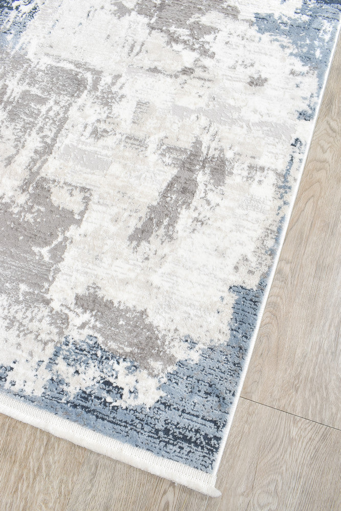 Eternal Azure Navy Cream Hallway Runner - Turkish-inspired hallway runner rug from Treasures of Turkey