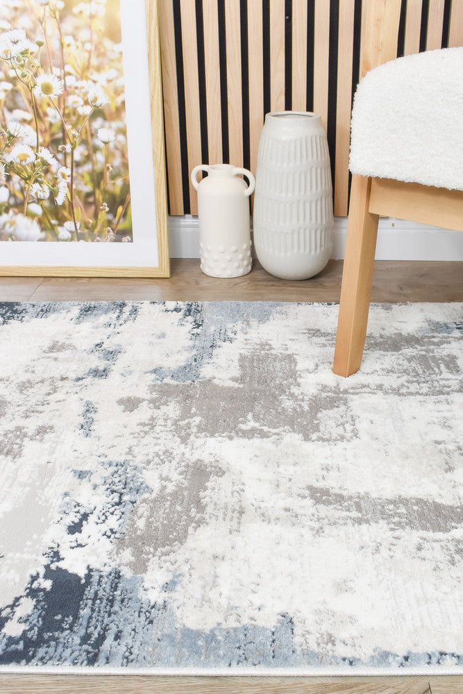 Eternal Azure Navy Cream Hallway Runner - Turkish-inspired hallway runner rug from Treasures of Turkey