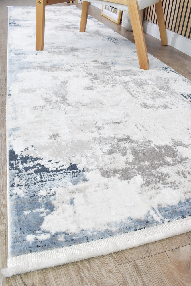 Eternal Azure Navy Cream Hallway Runner - Turkish-inspired hallway runner rug from Treasures of Turkey