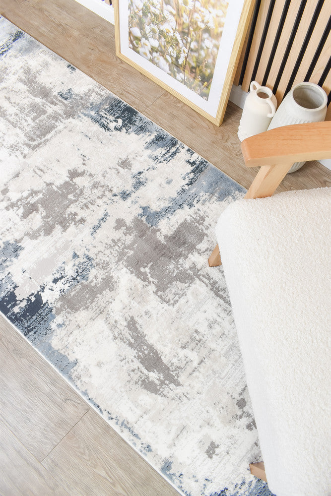 Eternal Azure Navy Cream Hallway Runner - Turkish-inspired hallway runner rug from Treasures of Turkey