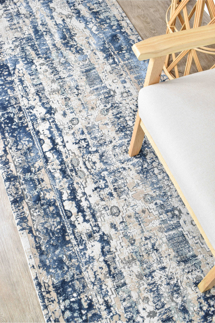 Rosalind Vintage Denim Runner - Turkish-inspired hallway runner rug from Treasures of Turkey