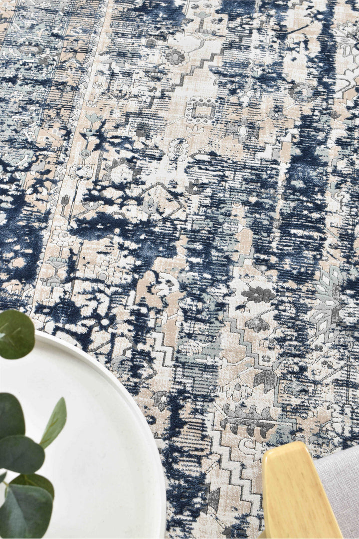 Rosalind Vintage Denim Rug - Turkish-inspired modern rug from Treasures of Turkey