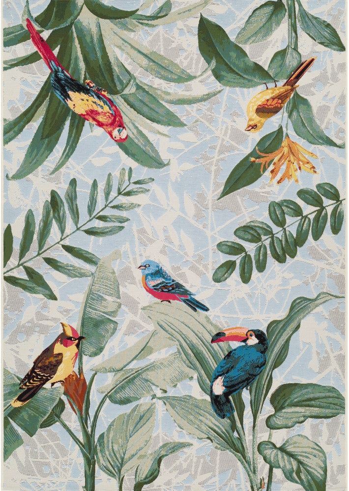 Paradise Birds Tropical Indoor Outdoor Rug with Parrots – Treasures of Turkey Australia