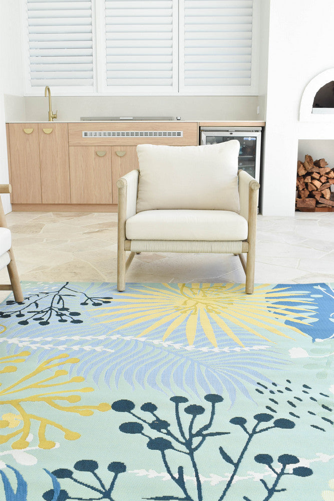 Paradise Deep Blue Tropical Indoor Outdoor Rug – Treasures of Turkey Australia