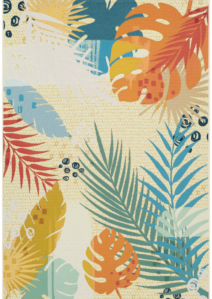Paradise Sunset Tropical Coral Teal Outdoor Rug – Treasures of Turkey Australia
