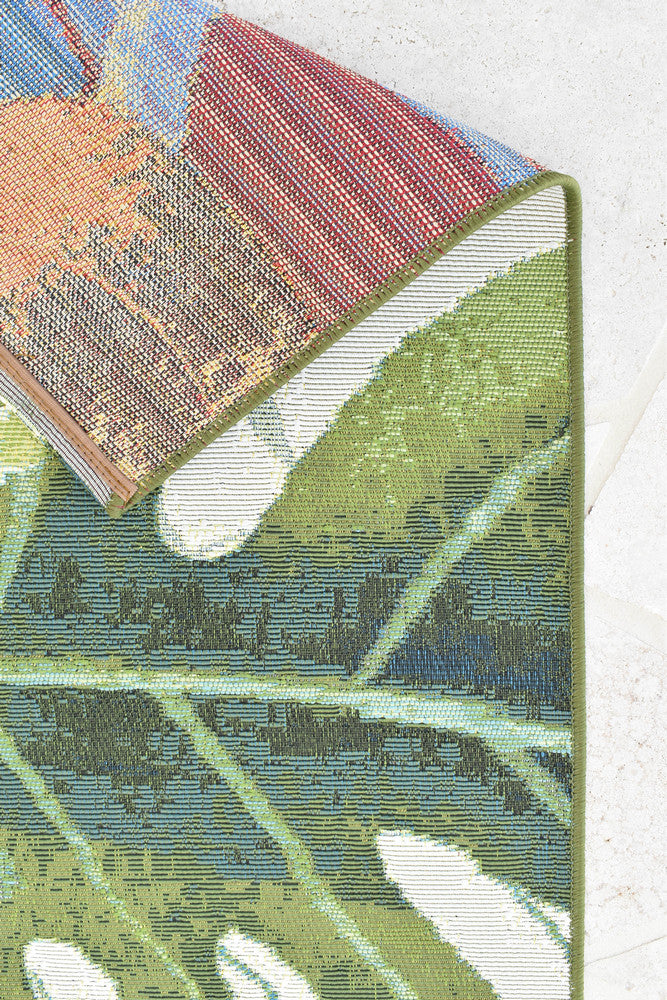 Paradise Tropics Cream Green Botanical Outdoor Rug – Treasures of Turkey Australia