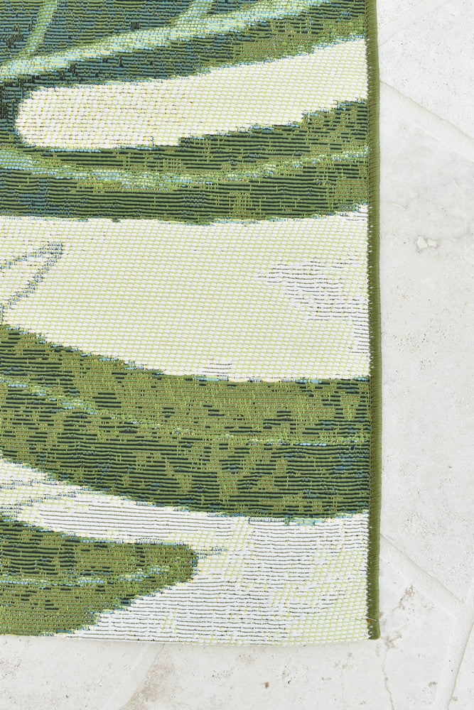 Paradise Tropics Cream Green Botanical Outdoor Rug – Treasures of Turkey Australia